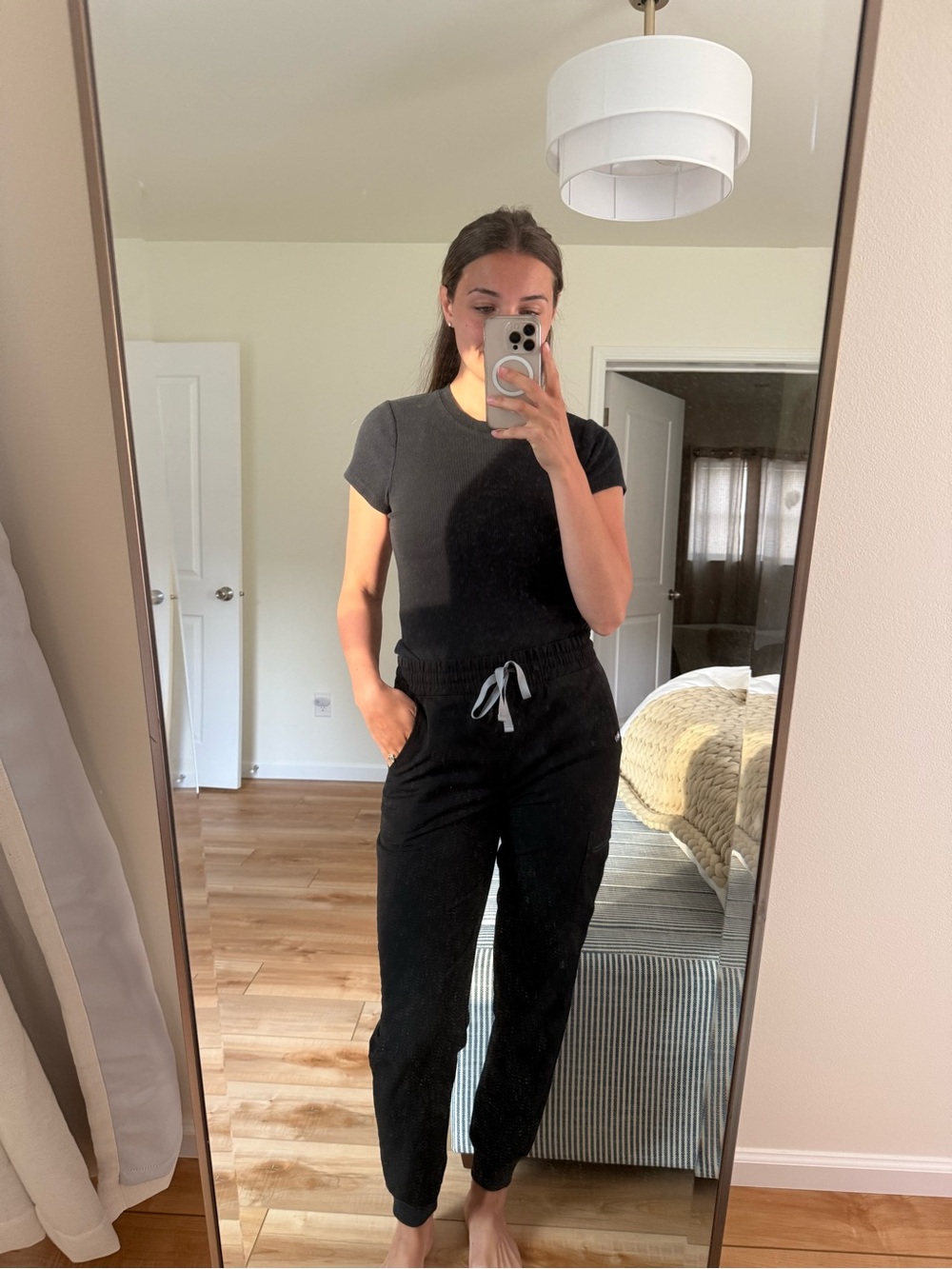 Figs Black Drawstring Track Pants